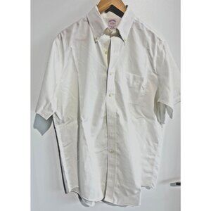 Brooks Brothers Dress Shirt Mens 151/2 White Button Down Short Sleeve Non Iron